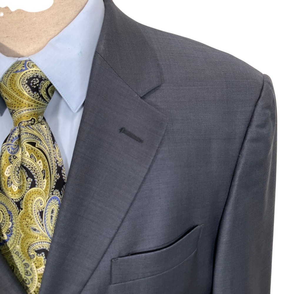 Principe Blazer Mens 45R‎ Blue Black Classic Career Italian Wool Suit Jacket